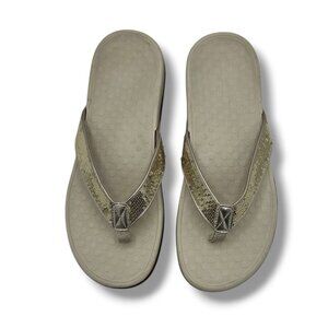 Vionic Tide II Toe Post Sandals Womens 10 Gold Sequin Flip Flop Thong